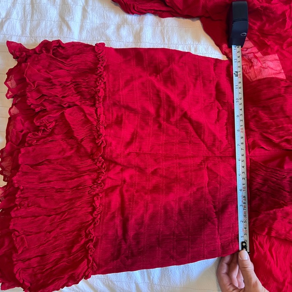 Long sleeve chiffon Red Mini Dress - Picture 13 of 14